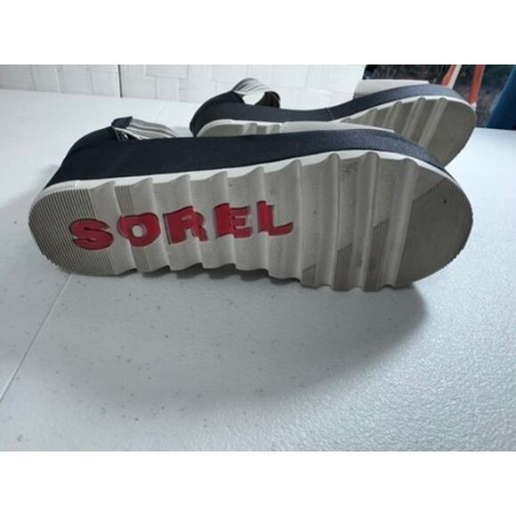 NEW! "SOREL" Cameron Flatform Ankle Strap Sandals, Open Toe, Black, Small Scuff - Picture 5 of 9